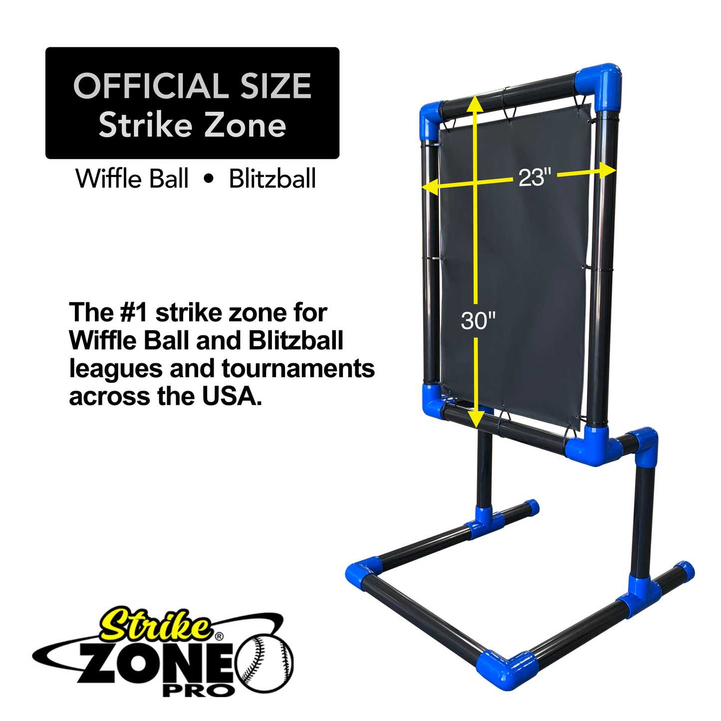 the strike zone pro wiffle ball and blitzball strike zone target PVC , height adjustable, steel or vinyl strike zone, waffle ball strike zone, blitzball strike zone